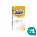 Imported Durex Extra Dotted Condoms - Enhance Pleasure with Textured Sensation - Pack of 10. 