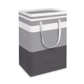 1pc Grey Large Capacity Waterproof Cotton Linen Dirty Clothes Basket Simplified Clothes Sundrie Storage Box Foldable Storage Bag. 