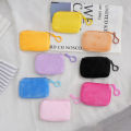 Korean Mini Fashion Plush Square Zipper Coin Purse Women Thin Small Handbag Card Package Coin Bag Cute Purse Key Earphone Pouch. 