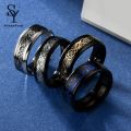 Sunny Men Ring Glossy Simple Jewelry Accessory Dragon Pattern Glowing Ring for Dating. 