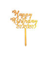 Happy Birthday Thaththa Father Wooden Cake Topper Gold Party Cake Decoration. 