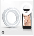 Compact LED Selfie Ring Light, Clip-On Light for Mobile Photography, Makeup, and Video Streaming, Rechargeable with USB Cable, Adjustable Brightness. 