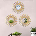 Elegant Gold Ring Wall Clock with Dual Mirrors - 3-Piece Set. 
