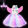 Girls Unicorn Dresses Christmas Kids LED Lights Sequin Pastel Rainbow Birthday Party Tutu Dresses Shiny Princess Cosplay CostumeBasketball. 