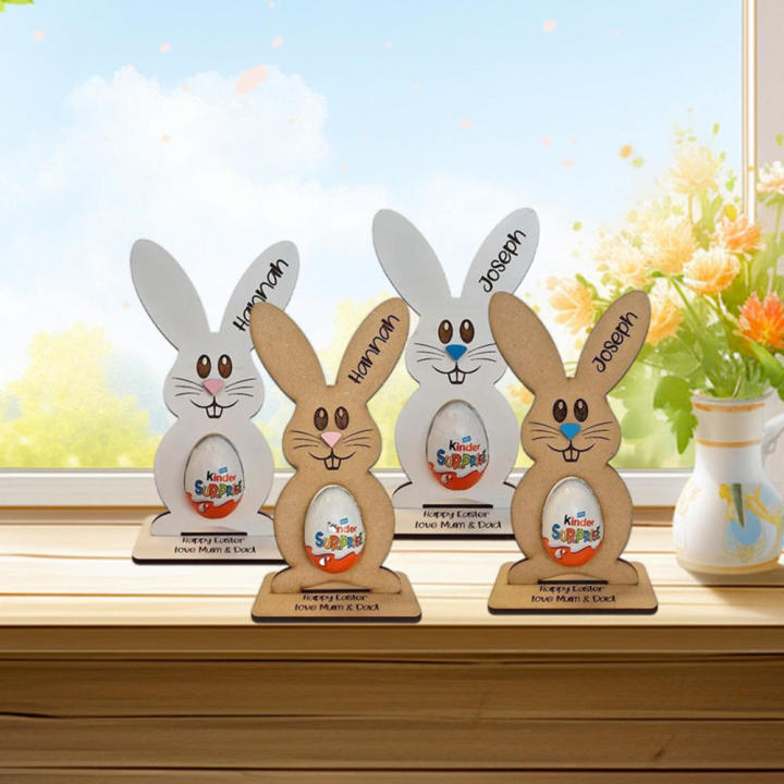 Three-Dimensional Wooden Easter Rabbit Reuse Woodiness Woodinessthree-Dimensional Standing Bunny Wood Craft Ornaments Wood