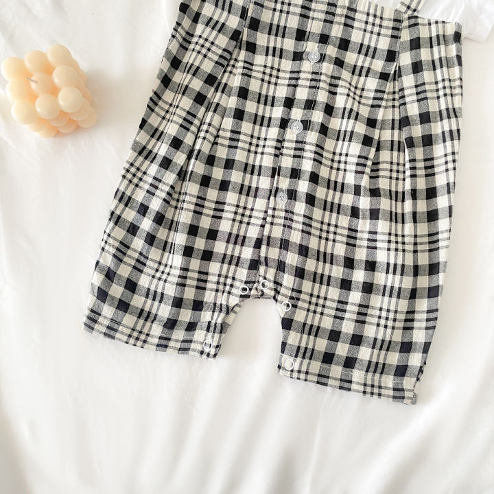 Gentle%20Baby%20Boys%20Summer%20Clothing%20Plaid%20Cotton%20Short%20Sleeved%20Infants%20Romper%20Casual%20-%20Image%205