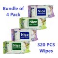 Nice and Clean Baby Wet Wipes Bundle Pack of 04 × 80 pcs (320 Sheet of Wipes). 