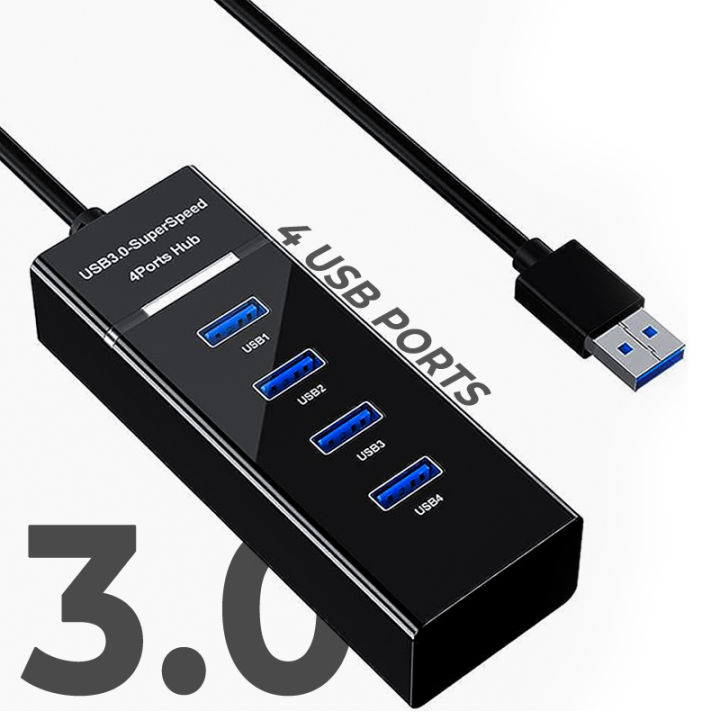 USB HUB 3.0 5Gbps High Speed 4 Ports Slim High Quality USB HUB for PC, Laptop, Projector, etc...