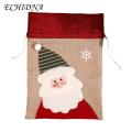Soft Fabric Gift Bag Christmas Gift Bag Festive Drawstring Candy Wrapping Bags with Snowman/elk/santa Claus Pattern High-quality Fabric Perfect Christmas Pendant Firm Embroidery Gift Bag. 