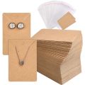 50Sets Earring Cards and 50pcs Bags Necklace Earring Display Cards Self-Seal Bags Kraft Paper Card for DIY Jewelry Packaging. 