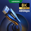 Ugreen HDMI Cable HDMI 2.1 Cable 8K@60Hz 4K@120Hz Ultra High-Speed 48Gbps for Apple TV PS4 8K TV Digital Cables HDR10+ HDMI 2.1. 