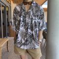 Hawaiian Shirt Men's Large Size Summer Thin Fat Man Retro Short Sleeve Pu Shuai Japanese Style Flower Shirt Beach Idle Style. 
