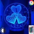 New I LOVE YOU 3D Lamp Creative 3 Colors Night Lights Novelty Illusion Night Lamp Illusion Table Lamp For Home Decorative Light. 