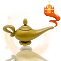 Retro Gold Aladdin Lamp Plastic Ornamental Design Magic Wishing Lamp Handmade Decor Craft Mysterious Lamp Cosplay. 