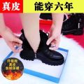 New Soft Leather Versatile Martin Boots Thickening Exercise High-Top Shoes Short Boots Comfortable 2024 Autumn and Winter Fleece-lined Women's Platform. 