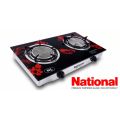 National Low Gas Cooker 2 burner portable infrared gas stove with Ceramic  Glass Free gas regulator with hose. 