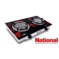 National Low gas, 2 burner portable infrared gas stove with Ceramic  Glass free Gas regulator with hose. 