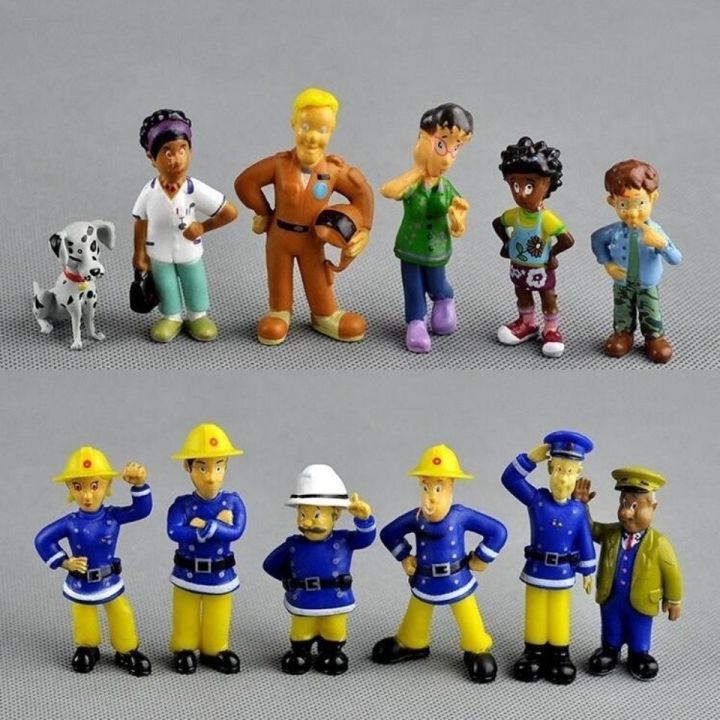 12pcs/set Cartoon Movie Fireman Sam Action Figure Toys Pvc Model Birthday S For Children