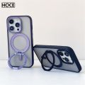 HOCE Magnetic Invisible Bracket Phone Cases For iPhone 17 16 15 14 13 12 11 Pro Max 14 15 Plus MagSafe Case Rotation Metal Holder Stand Matte Transparent Frosted Cover. 