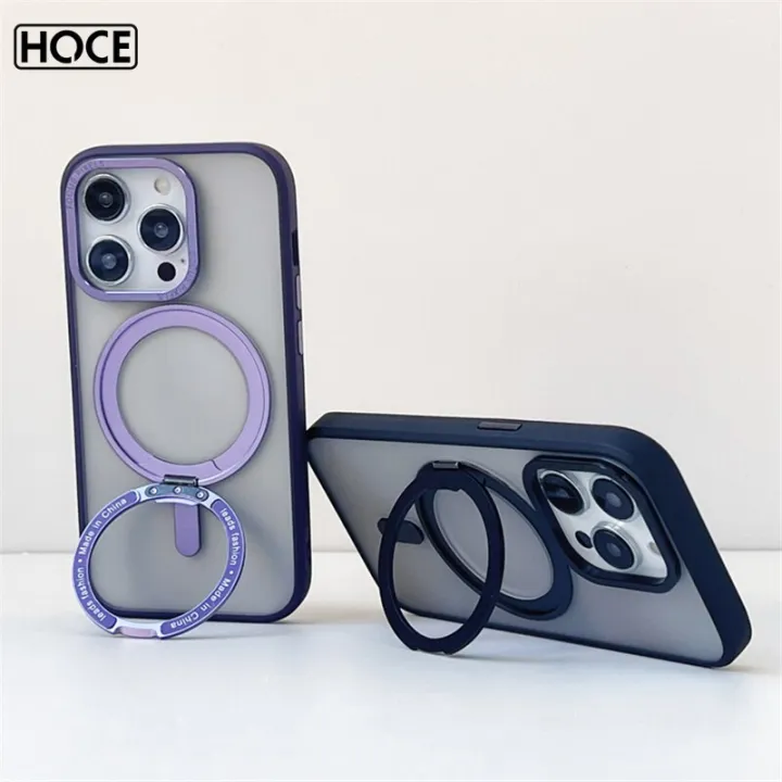 HOCE%20Magnetic%20Invisible%20Bracket%20Phone%20Cases%20For%20iPhone%2017%2016%2015%2014%2013%2012%2011%20Pro%20Max%2014%2015%20Plus%20MagSafe%20Case%20Rotation%20Metal%20Holder%20Stand%20Matte%20Transparent%20Frosted%20Cover%20-%20Image%202
