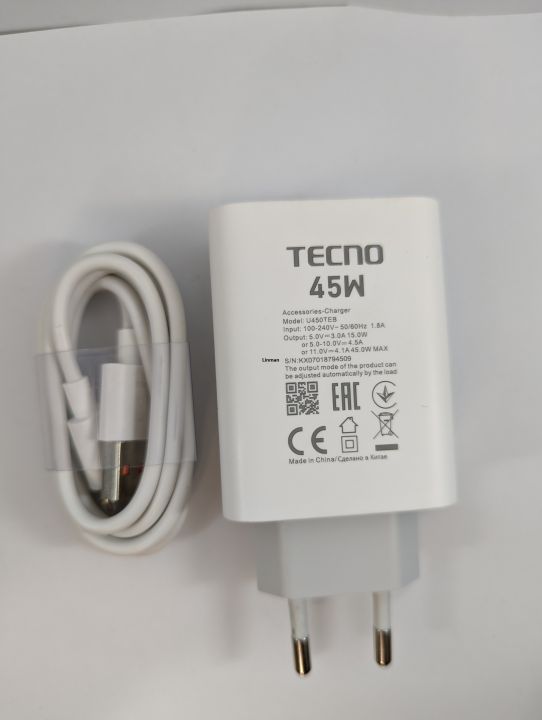 Linman Tecno 45W Charger | Tecno 45 Watt Charger | Tecno 45w Super Fast Charger | Tecno Camon 20 Pro Charger | Tecno Camon 30Special Pro Charger | Tecno Super Fast Charger with Type C Cable | Tecno Camon 40 Charger | Tecno Camon 40 Pro Charger | Tecno