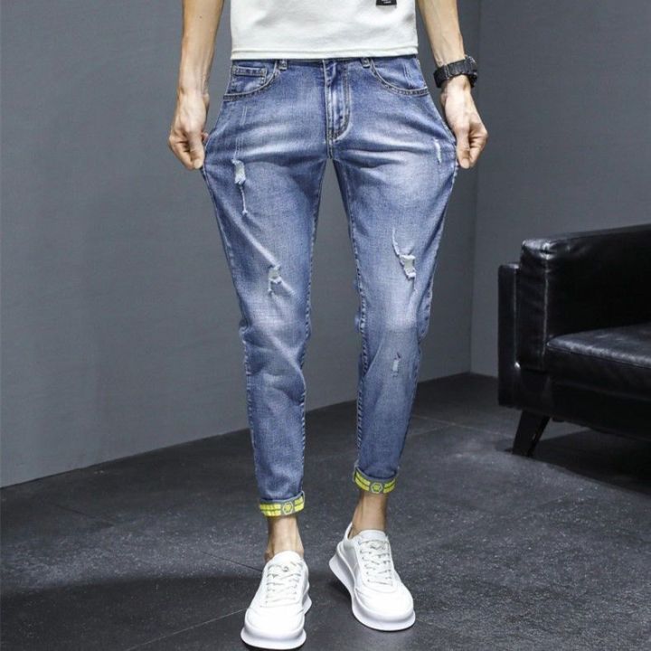 Summer%20Thin%20Jeans%20Men's%20Fashion%20Ripped%20Slim%20Fit%20Cropped%20Skinny%20Pants%20Men's%20Korean%20Stretch%20Casual%20Long%20Pants%20-%20Image%204