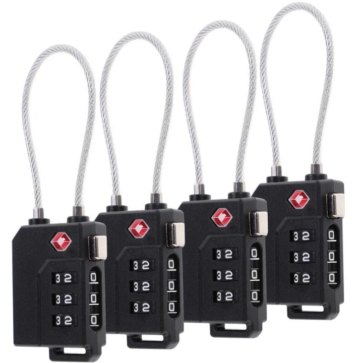 1 s Luggage Combination Lock Portable TSA Approved Security Cable Luggage Lock 3-Digit Combination Password Lock Padlock
