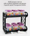Spices Container 12 Pcs Flora Transparent Bottle Set with 2 Layer Multi Rack Good Quality & Multi-Purpose Kitchen Organizer. 
