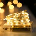 Led Fairy Light Copper Wire String 3/5M Holiday Outdoor Lamp Garland Battery Powered For Christmas Tree Wedding Party Decoration. 
