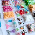 【GlobalTrendz】46PCS Slime Kit Foam Ball Plastic Beads Sponge Strip Gold Powder Slime Box Fruit Slices DIY Material Kids. 