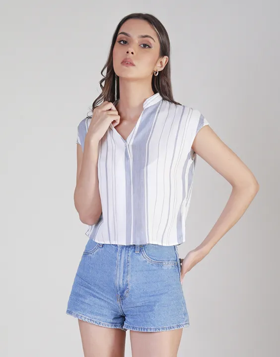 Spring & Summer Sleeveless Striped Crop Top