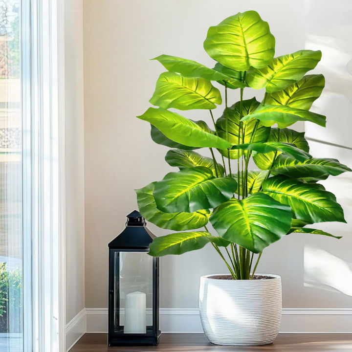 58-105cm Artificial Purple Water Lily Leaf Violin Leaf Potted Ornamental Suitable for able Home Decora