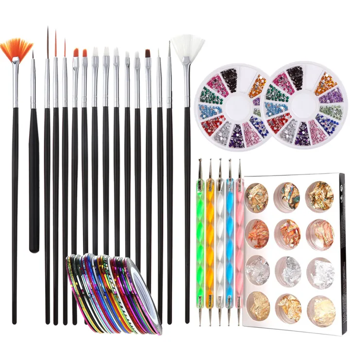 Monja%2064Pcs/Set%20Nail%20Set%20Nail%20Art%20Painting%20Brush%20Kit%205%20Pcs%20Rhinetstone%20Dotting%20Picking%20Pen%20Nail%20Foil%20Tape%20Sticker%20Diy%20Manicure%20Tool%20-%20Image%203