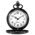 【Miga Plaza】Luxury Retro Silver Quartz Pocket Watch Fashion Medieval Style Necklace Pendant Chain Jewelry Gift Steampunk Clock for Men Women. 