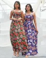 Spring & Summer Floral Smocked Maxi Strappy Dress. 