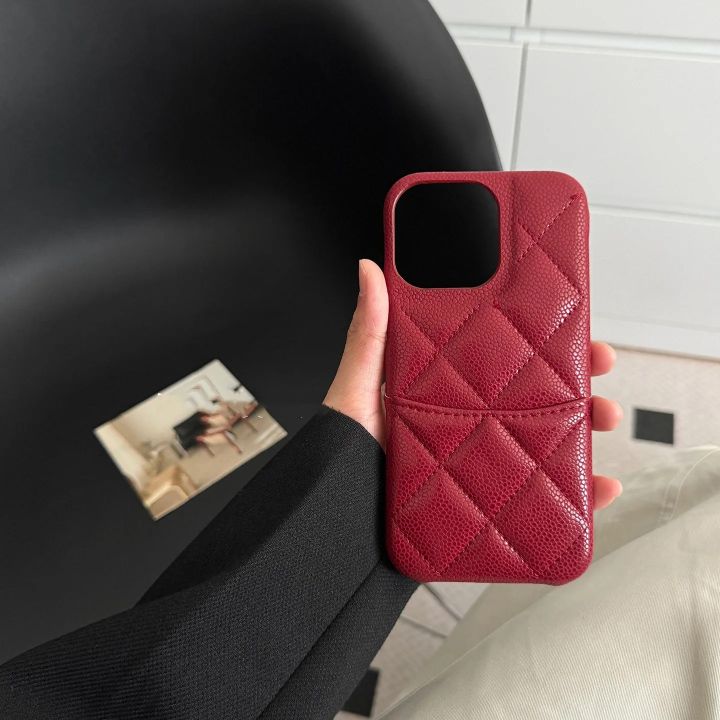 Retro Red Color Leather Phone Case For Iphone 15 Pro Max 11 12 13 14 Pro Max Plus Luxury Solid Color Ultra Thin Hard Back Cover