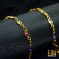 Gold plated Ladies 18/24 Inch Chain With Multi Colored Oval Stone chain for women. 