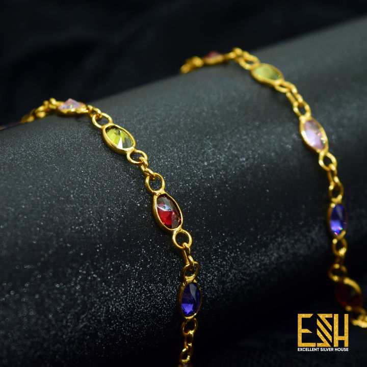 Gold%20plated%20Ladies%2018/24%20Inch%20Chain%20With%20Multi%20Colored%20Oval%20Stone%20chain%20for%20women%20-%20Image%206