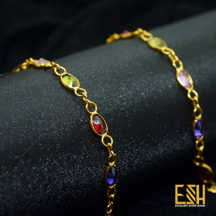 Gold%20plated%20Ladies%2018/24%20Inch%20Chain%20With%20Multi%20Colored%20Oval%20Stone%20chain%20for%20women%20-%20Image%206