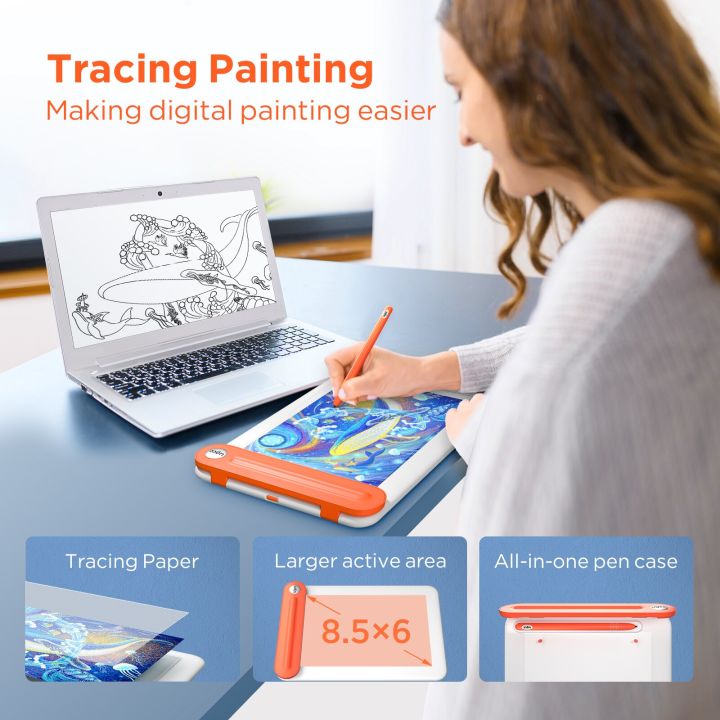 8%20Wireless%20Drawing%20Tablet%20with%20Bluetooth%205.0,%20UGEE%20Q8W%20Graphic%20Tracing%20Drawing%20Pad%20Pen%20Tablet%20with%208inch%20Large%20Active%20Area%20-%20Image%202