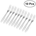 10Pcs Stainless Steel Fruit Fork 13cm Two-tine Snack Cake Dessert Forks Tableware Restaurant Home Kitchen Accessory. 