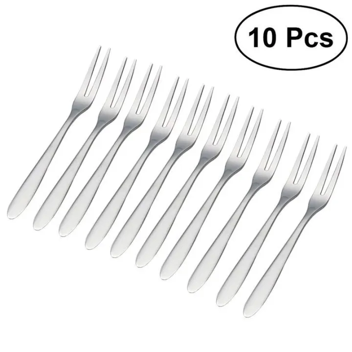 10Pcs%20Stainless%20Steel%20Fruit%20Fork%2013cm%20Two-tine%20Snack%20Cake%20Dessert%20Forks%20Tableware%20Restaurant%20Home%20Kitchen%20Accessory%20-%20Image%209