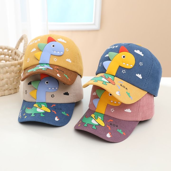 Cute Cartoon Dinosaur Kids Baseball Cap Autumn Winter Corduroy