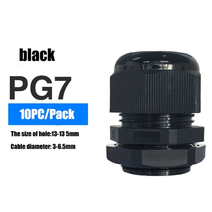 Waterproof%20Cable%20Gland%2010pcs%20Cable%20entry%20IP68%20PG7%20for%203-6.5mm%20PG9%20PG11%20PG13.5%20PG16%20PG19/21/%20White%20Black%20Nylon%20Plastic%20Connector%20-%20Image%202