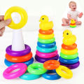 QP 8 Pcs Rainbow Stacker  Ring Educational Toy -Rainbow Stacking Rings Baby Toy, Stacker Toys For Infants And Toddlers. 