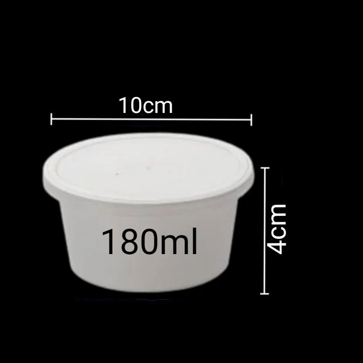 50pcs 180ml Disposable Plastic Cup & Bowl With Lid For Storage Sauce, Jelly, Yogurt, Mousse, Soup And Ice Cream