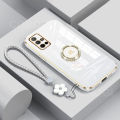 For Samsung Galaxy A51 4G A71 4G A21s A31 M51 M31 M30s M21 Back Cover with Lanyard Rhinestone Ring Stand Luxury 6D Plating Square Frame Phone Case Shiny Holder Soft Silicone Protective Cases Pouch Girls. 