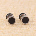 2Pcs Punk Fashion Stainless Steel Stud Earrings for Men Personality Barbell Round Black Oil Drop Men's Earing Jewelry. 