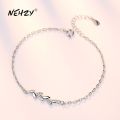 【ZOSR】925 Sterling Silver  Woman Fashion Jewelry High Quality Crystal Zircon Simple Hollow Leaf Bracelet Length 17+3CM. 