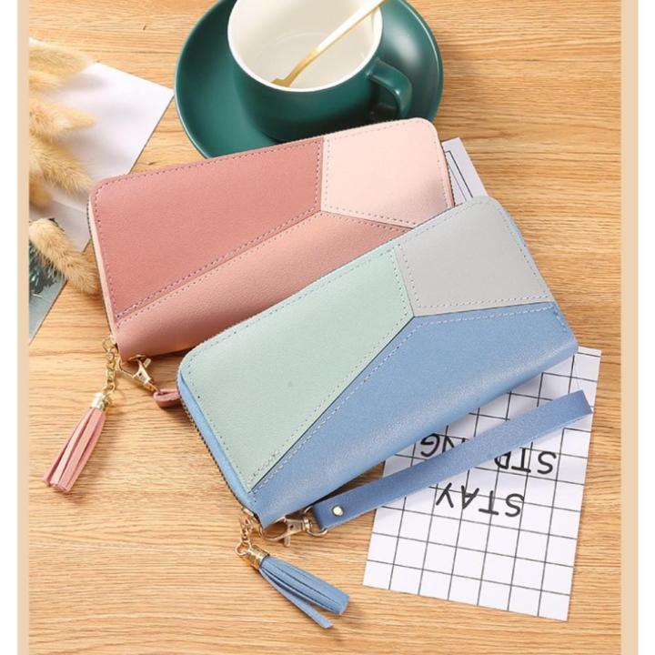 Zipper%20closure%20Long%20purse%20Stylish%20Women's%20Colorful%20stitching%20Handbag%20Large%20capacity%20Coin%20purse%20for%20Daily%20use%20Party%20Shopping%20Travel%20Gift%20for%20her%20-%20Image%207